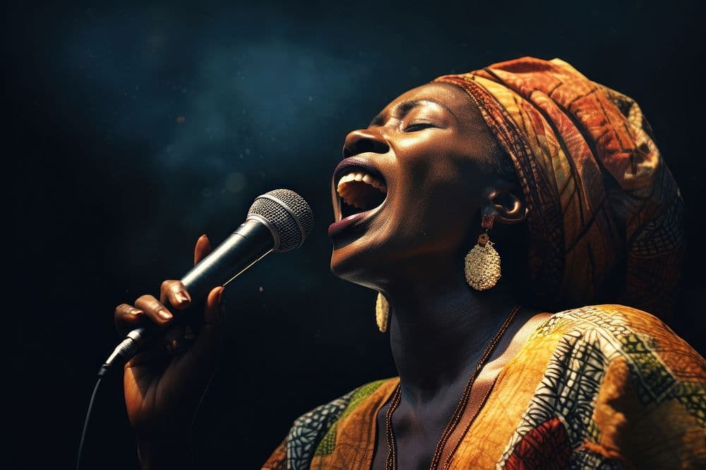 Une artiste chantant